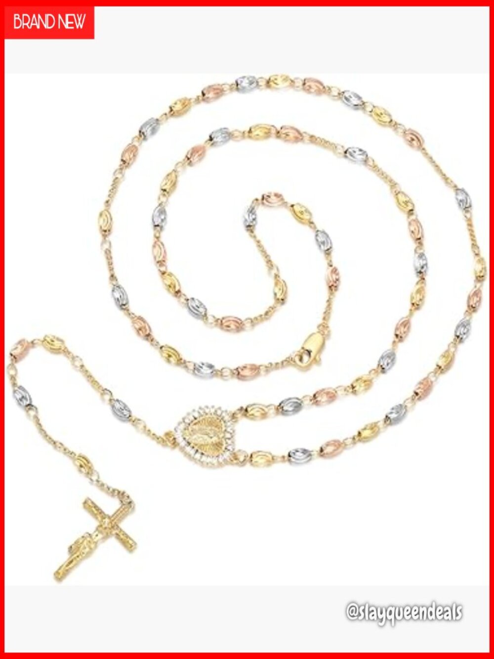 Virgin Mary Rosary Beads Necklace Religious Cross Y Necklace